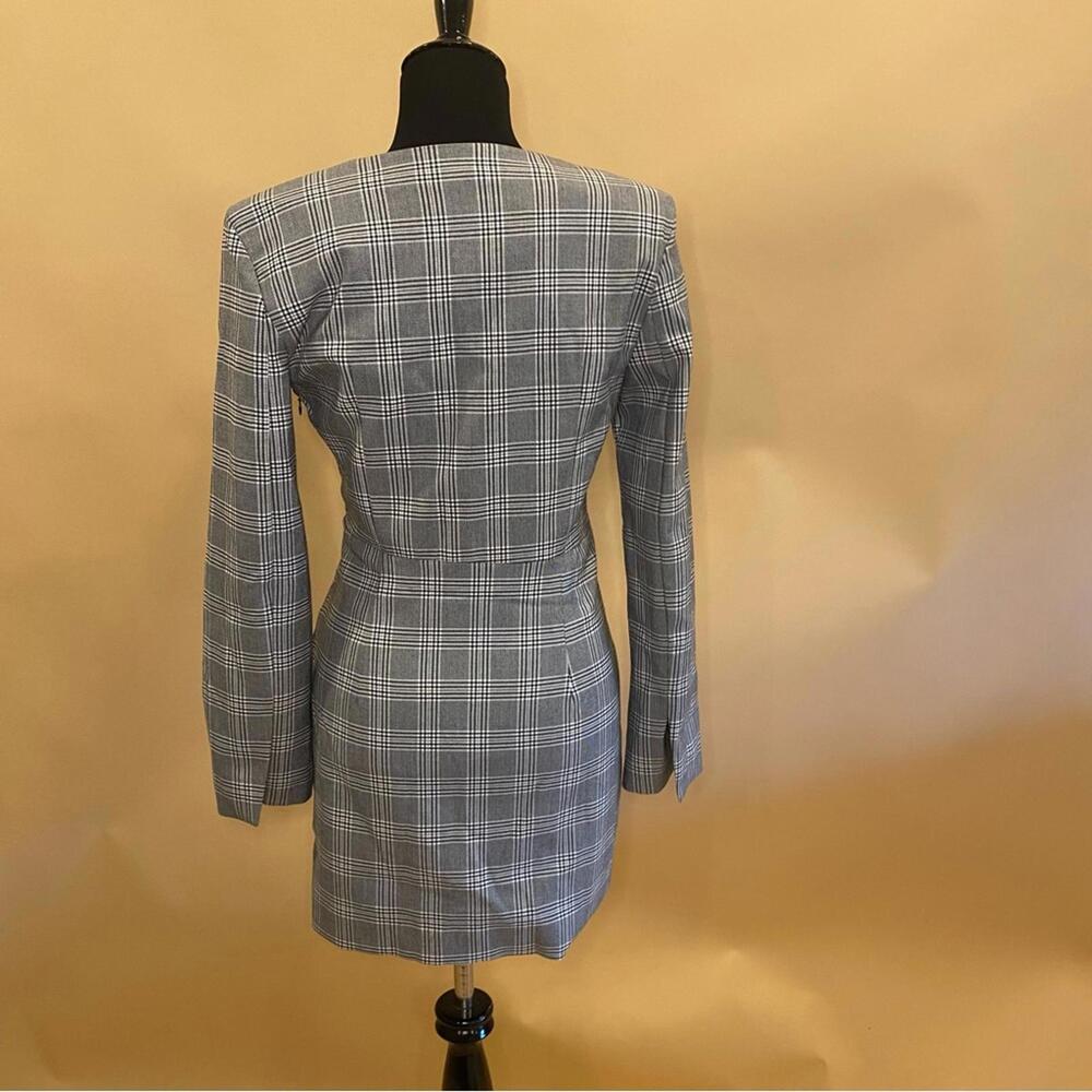 Zara Plaid Blazer Mini Dress Jeweled Buttons Long Sleeve Size S NWT - Picture 11 of 12